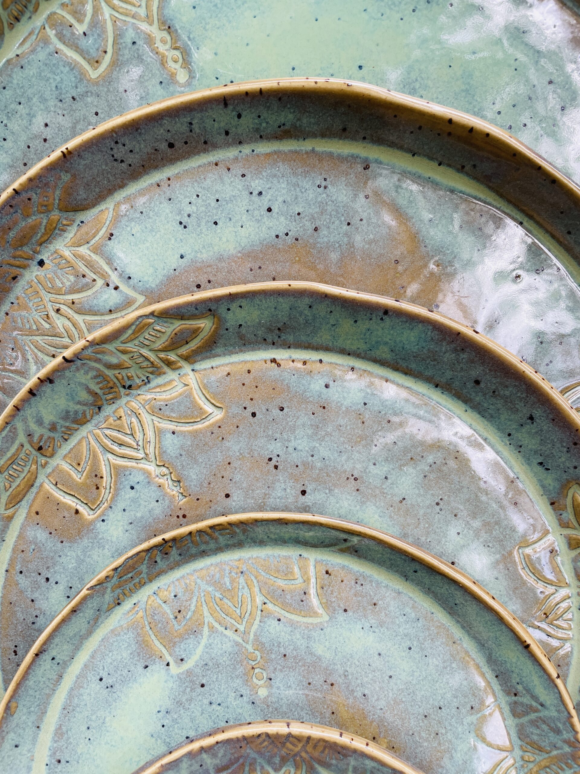 Teller Mandala Keramik Geschirr Set getöpfert türkis Lotus Yoga Teller Mandala Keramik Geschirr Set getöpfert türkis Lotus Yoga