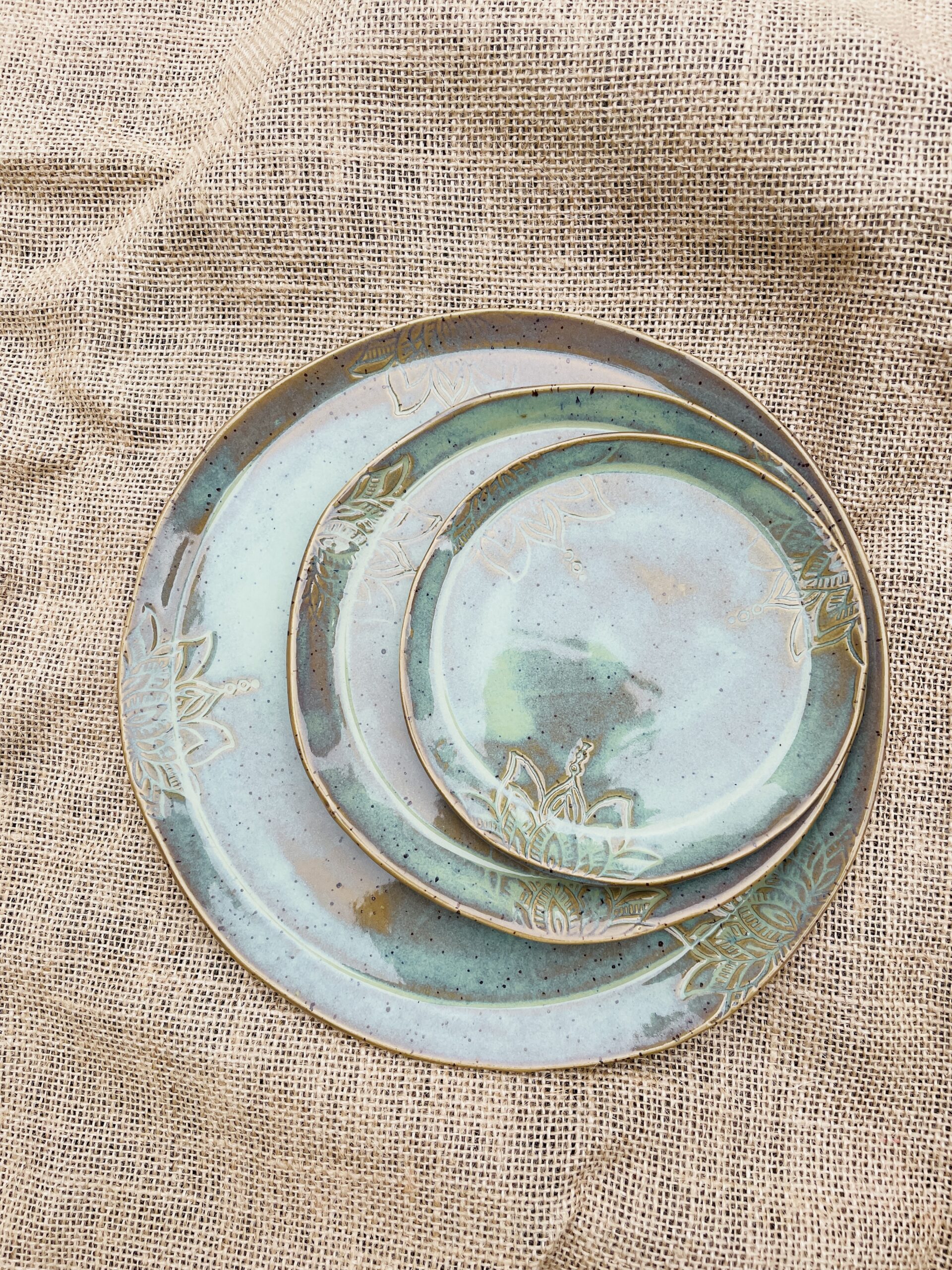 Teller Mandala Keramik Geschirr Set getöpfert türkis Lotus Yoga Teller Mandala Keramik Geschirr Set getöpfert türkis Lotus Yoga