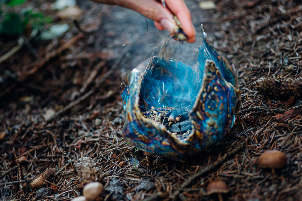 Kakaozeremonie Set Räuchern mit Salbei Rauhnächte räuchern Anleitung Keramik Räucherschale