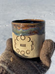 Geschenk für Yoga Liebhaber Mondphasen Becher Keramik Tasse handgemacht Mond Galaxie
