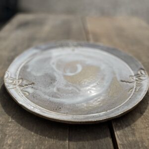 Essteller Keramik, Speiseteller getöpfert, Essgeschirr weiß, Teller flach groß, Geschirr handgemacht, Steinzeugkeramik, Steinzeug Geschirr