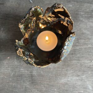 Keramik Teelichthalter getöpfert handgemacht gold Deko