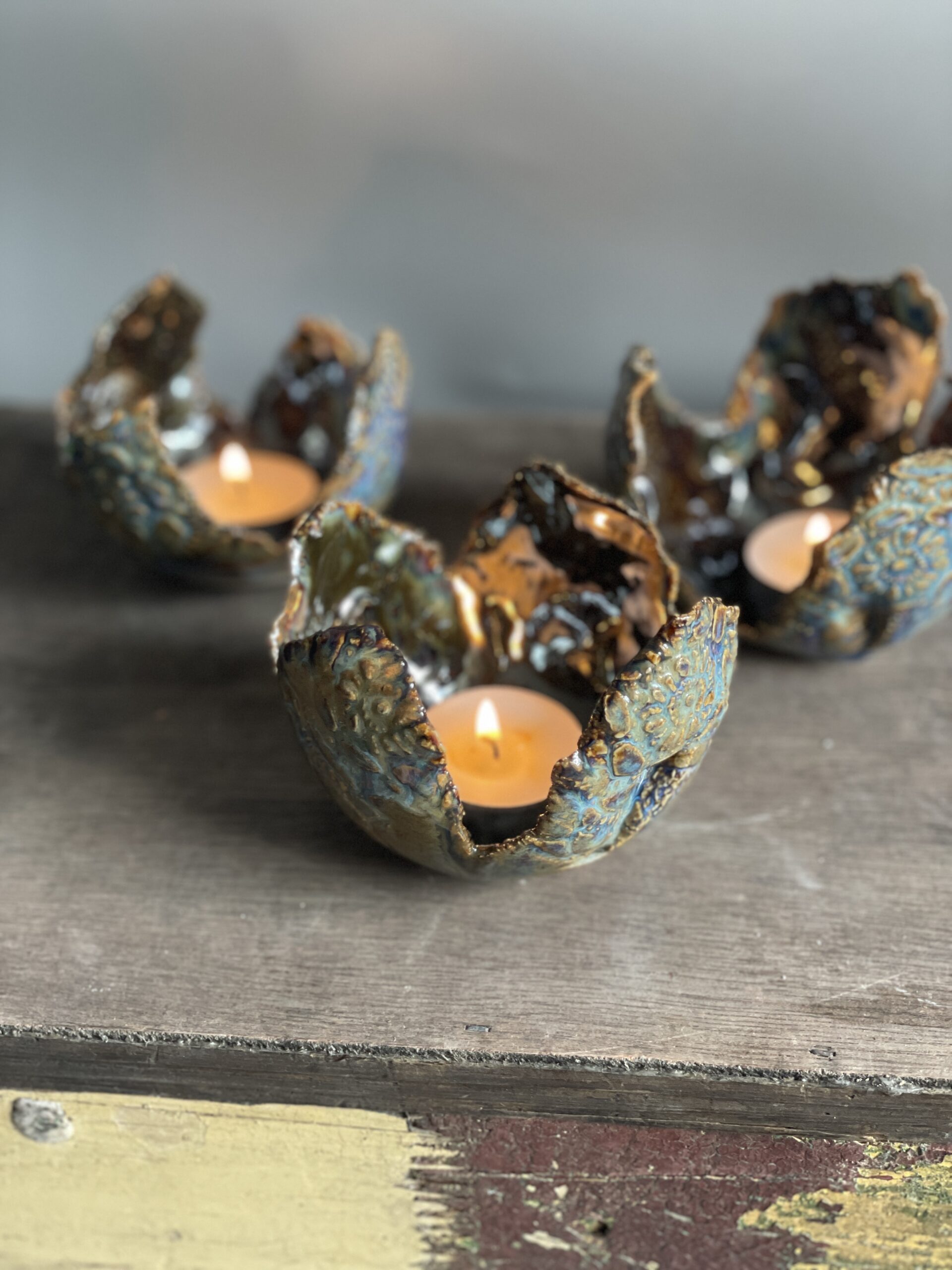 Geschenke zur Silberhochzeit Keramik Teelichthalter getöpfert handgemacht gold Deko Geschenke zur Silberhochzeit Keramik Teelichthalter getöpfert handgemacht gold Deko