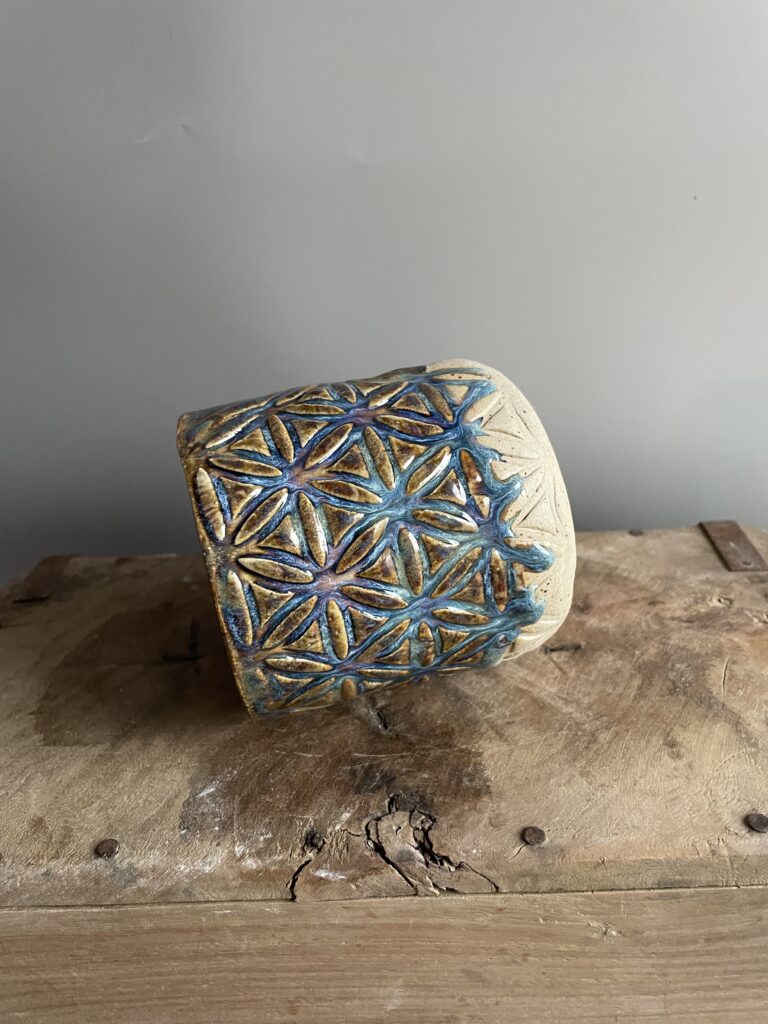 Blume des Lebens Becher handgemacht getöpfert Keramik