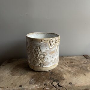 Becher Keramik beige Lotus Becher weiß getöpfert handgemacht becher kakaozeremonie Lotus yoga