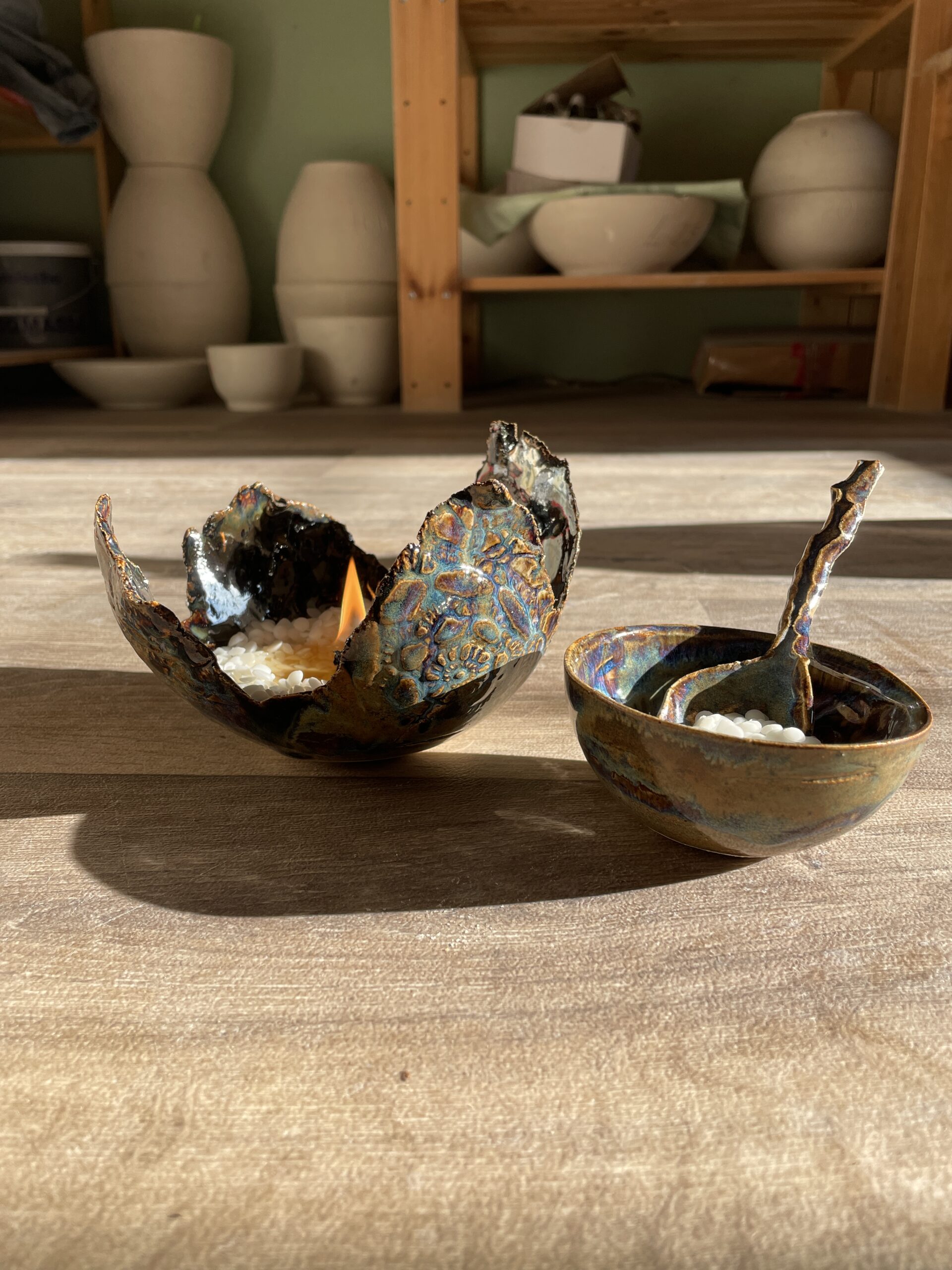 Wachsfresser Kerzenfresser Schmelzlicht Keramik getöpfert handgemacht kerzen recyceln Wachsfresser Kerzenfresser Schmelzlicht Keramik getöpfert handgemacht kerzen recyceln