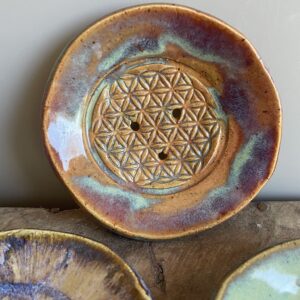 Seifenschale Keramik handgemacht Blume des Lebens Bad feste Seife nachhaltig bio öko plastikfrei