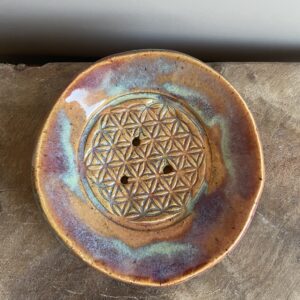 Seifenschale Keramik handgemacht Blume des Lebens Bad feste Seife nachhaltig bio öko plastikfrei