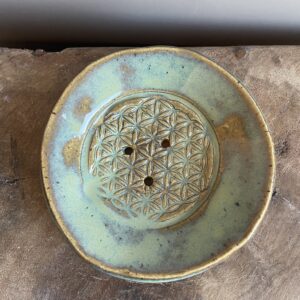 Seifenschale Keramik handgemacht Blume des Lebens Bad feste Seife nachhaltig bio öko plastikfrei