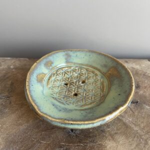 Seifenschale Keramik handgemacht Blume des Lebens Bad feste Seife nachhaltig bio öko plastikfrei