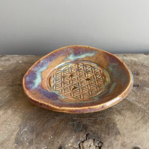 Seifenschale Keramik handgemacht Blume des Lebens Bad feste Seife nachhaltig bio öko plastikfrei