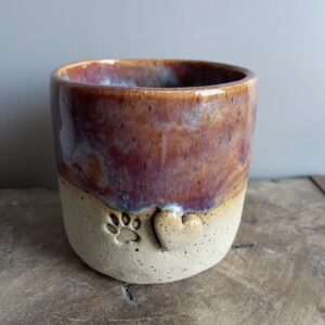 Becher Tasse Pfoten Pfote Hund Katze Liebhaber Freunde Geschenk Herz handgemacht getöpfert Geschenk