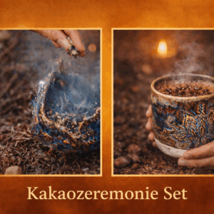 Handgemachtes Kakaozeremonie Set aus Keramik mit Becher ohne Henkel und Räucherschale für Meditation, Rituale und Achtsamkeit